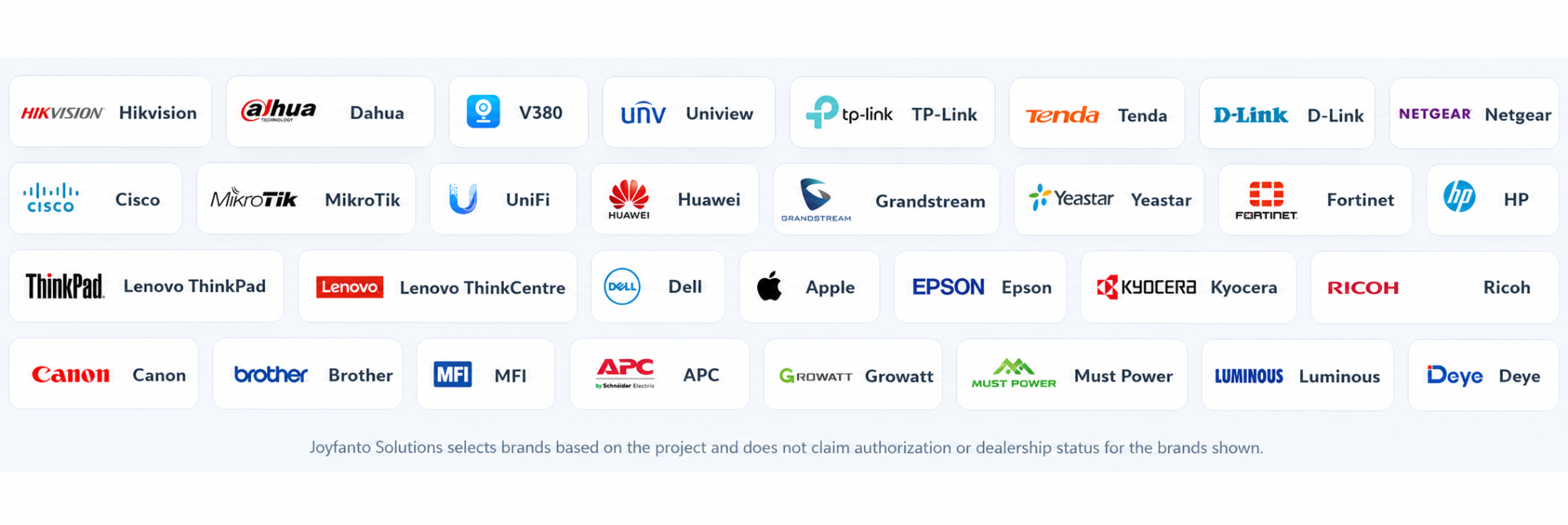 Joyfanto Solutions technology brands and partners